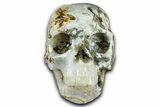 Carved Moss Agate Crystal Skull - India #378696-1